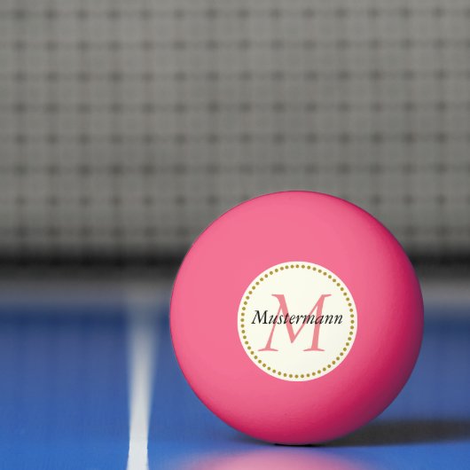 Rosa personalisiert mit Monogramm Pingpongbal (Net)