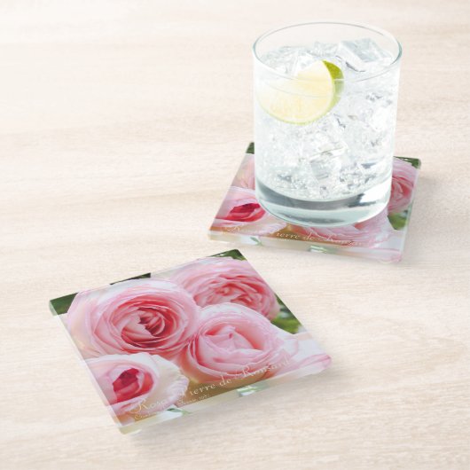 Rosa Pierre de Ronsard (Glass Onderzetter) Glazen Onderzetter (Schuin)