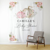 Rosa pompoenmeisje babyshowerfeest achtergrond wandkleed (In situ)