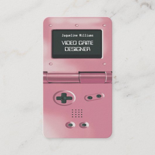Rosa Retro Stijl Gameconsole Gameontwerper Visitekaartje (Voorkant)