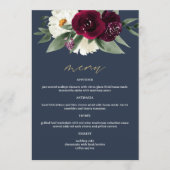 ROSA Rich Burgundy Floral Navy Blue 5x7" Menu (Voorkant)