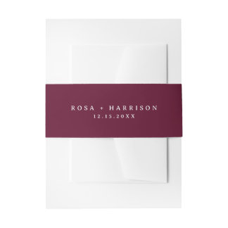 ROSA Rich Burgundy Minimalistische Lettertype Wint Uitnodigingen Wikkel