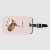 Rosa Rode Kersen Kleurige Egel Bagagelabel (Voorkant (horizontaal))