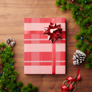 Rosa Rode Kerst Tralies Cadeaupapier