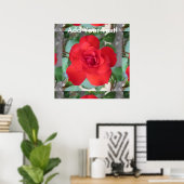 Rosa Roja Flor Poster (Thuiskantoor)