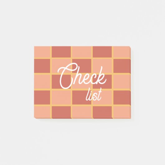 Rosa Rood Geruit Vierkant Patroon Post-it® Notes (Voorkant)