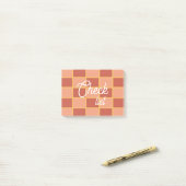 Rosa Rood Geruit Vierkant Patroon Post-it® Notes (Op bureau)
