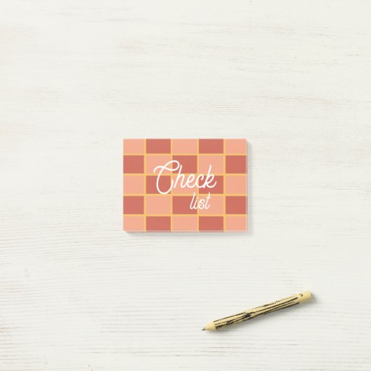Rosa Rood Geruit Vierkant Patroon Post-it® Notes (Op bureau)