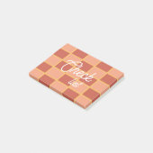 Rosa Rood Geruit Vierkant Patroon Post-it® Notes (Schuin)