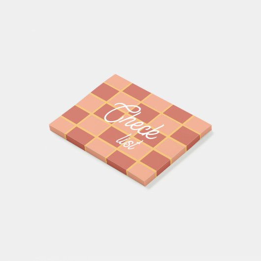 Rosa Rood Geruit Vierkant Patroon Post-it® Notes (Schuin)