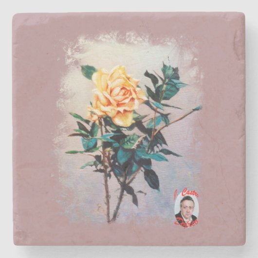 Rosa/Rose Stenen Onderzetter (Voorkant)