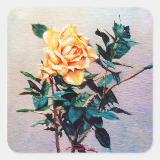 Rosa/Rose Vierkante Sticker (Voorkant)
