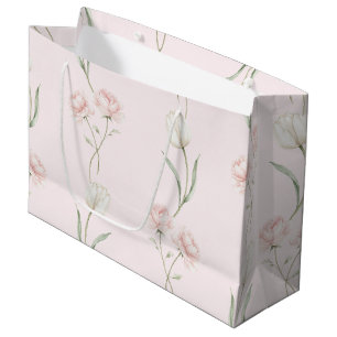Rosa Rozen Witte Tulpen Bruidsuitnodiging Groot Cadeauzakje