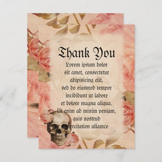  Rosa schedelcollage Bedankkaart (Voorkant / Achterkant)