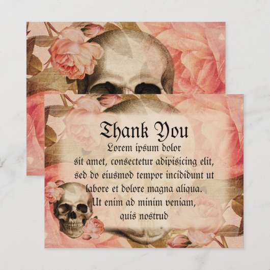  Rosa schedelcollage Bedankkaart (Voorkant / Achterkant)