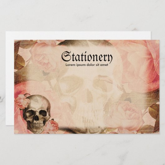  Rosa schedelcollage Briefpapier (Voorkant / Achterkant)