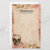 Rosa schedelcollage Briefpapier (Voorkant / Achterkant)