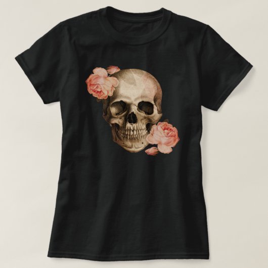  Rosa schedelcollage T-shirt (Design voorkant)