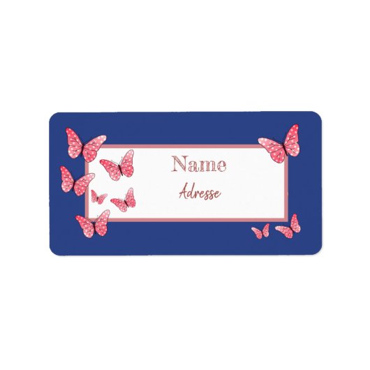 Rosa Schmetterlinge Adressaufkleber Etiket (Voorkant)