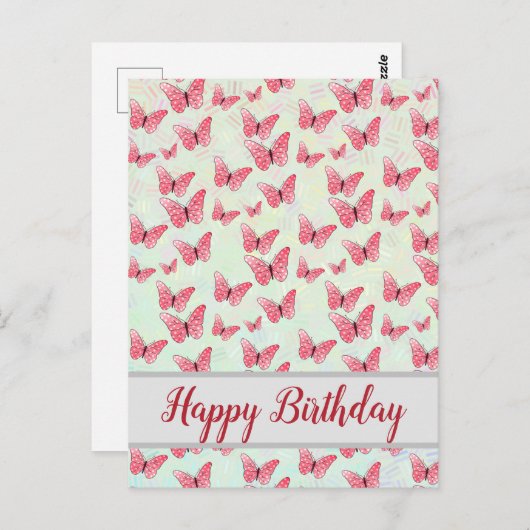 rosa Schmetterlinge Briefkaart (Voorkant / Achterkant)