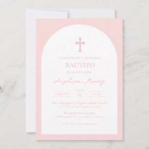 Rosa Simple Bautizo Invitación Baptism Uitnodiging