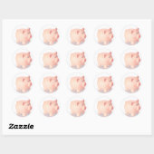 Rosa Sparschwein Ronde Sticker (Vel)