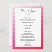 Rosa Strepen Modern Trouwmenu Kaart (Voorkant)