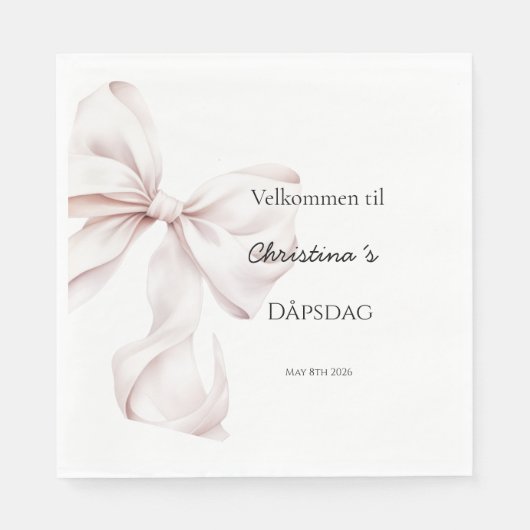 Rosa strik Barnedåps servietten Servietten Servet (Voorkant)