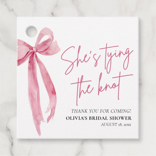 Rosa Strik met Strik Bruidsmeisjes Bruiloftfeestje Bedankjes Labels (Voorkant)