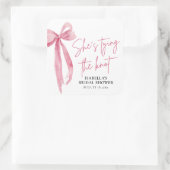 Rosa Strik met Strik Zij Gaat Trouwen Bruidsfeest Vierkante Sticker (Tas)