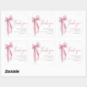 Rosa strik met strik Zij gaat trouwen Bruidsfeest Vierkante Sticker (Vel)