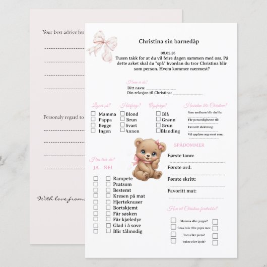 Rosa Strik spaarboek voor doop/babyshower (Voorkant / Achterkant)