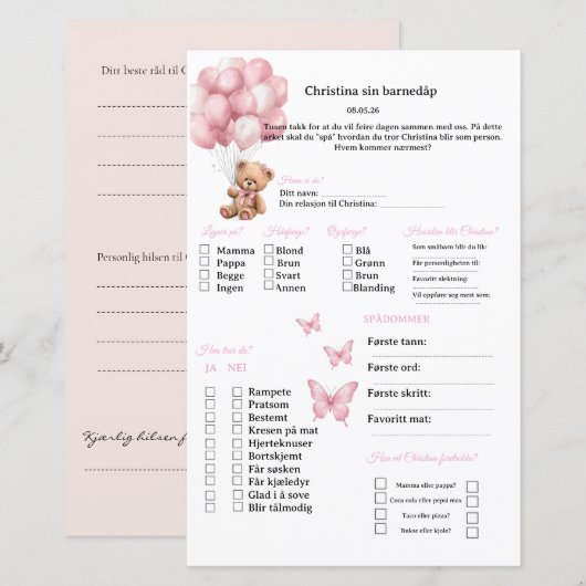 Rosa Strik spaarboek voor doop/babyshower (Voorkant / Achterkant)