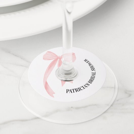 Rosa Strik Verlegen Strik Zij Gaat Trouwen Bruidsf Wijnglaslabel (Dichtbij)