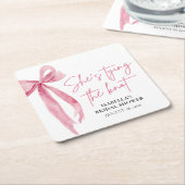 Rosa Striking met Strik Zij Krijgt een Bruidsmeisj Kartonnen Onderzetters (Schuin)