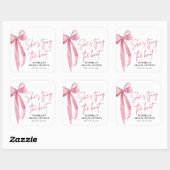 Rosa Strikje Zij Gaat Trouwen Bruidsfeest Vierkante Sticker (Vel)