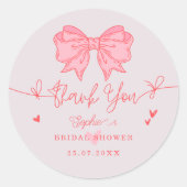 Rosa Strikje Zij Krijgt de Knoop Bruidsmeisjesfees Ronde Sticker (Voorkant)