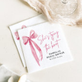 Rosa Strikje Zij Krijgt een Knoop Bruidsborrel Servet