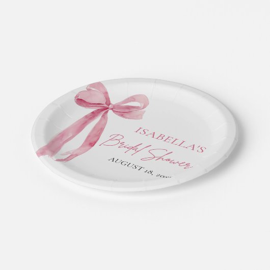 Rosa Strikje Zij Krijgt een Trappelzak Bruidsmeisj Papieren Bordje (Gekanteld)