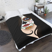 Rosa Sugar Skull Portait Fleece Deken