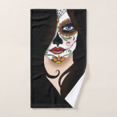 Rosa Sugar Skull Portret Bad Handdoek (Handdoek)