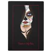Rosa Sugar Skull Portret Klembord (Achterkant)