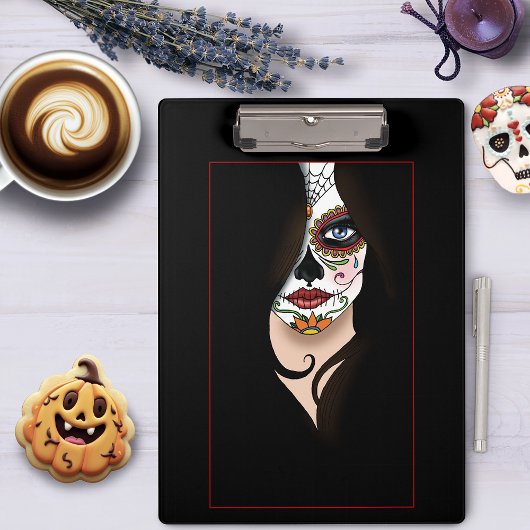 Rosa Sugar Skull Portret Klembord