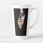 Rosa Sugar Skull Portret Latte Mok (Rechts)