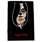 Rosa Sugar Skull Portret Medium Cadeauzakje (Voorkant)
