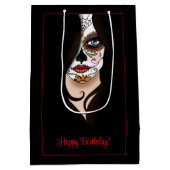 Rosa Sugar Skull Portret Medium Cadeauzakje (Achterkant)