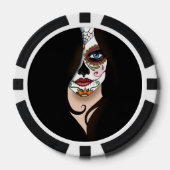 Rosa Sugar Skull Portret Poker Chips (Voorkant)