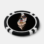Rosa Sugar Skull Portret Poker Chips (Enkel)