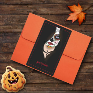 Rosa Sugar Skull Portret Rechthoekige Sticker