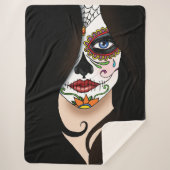 Rosa Sugar Skull Portret Sherpa Deken (Voorkant)